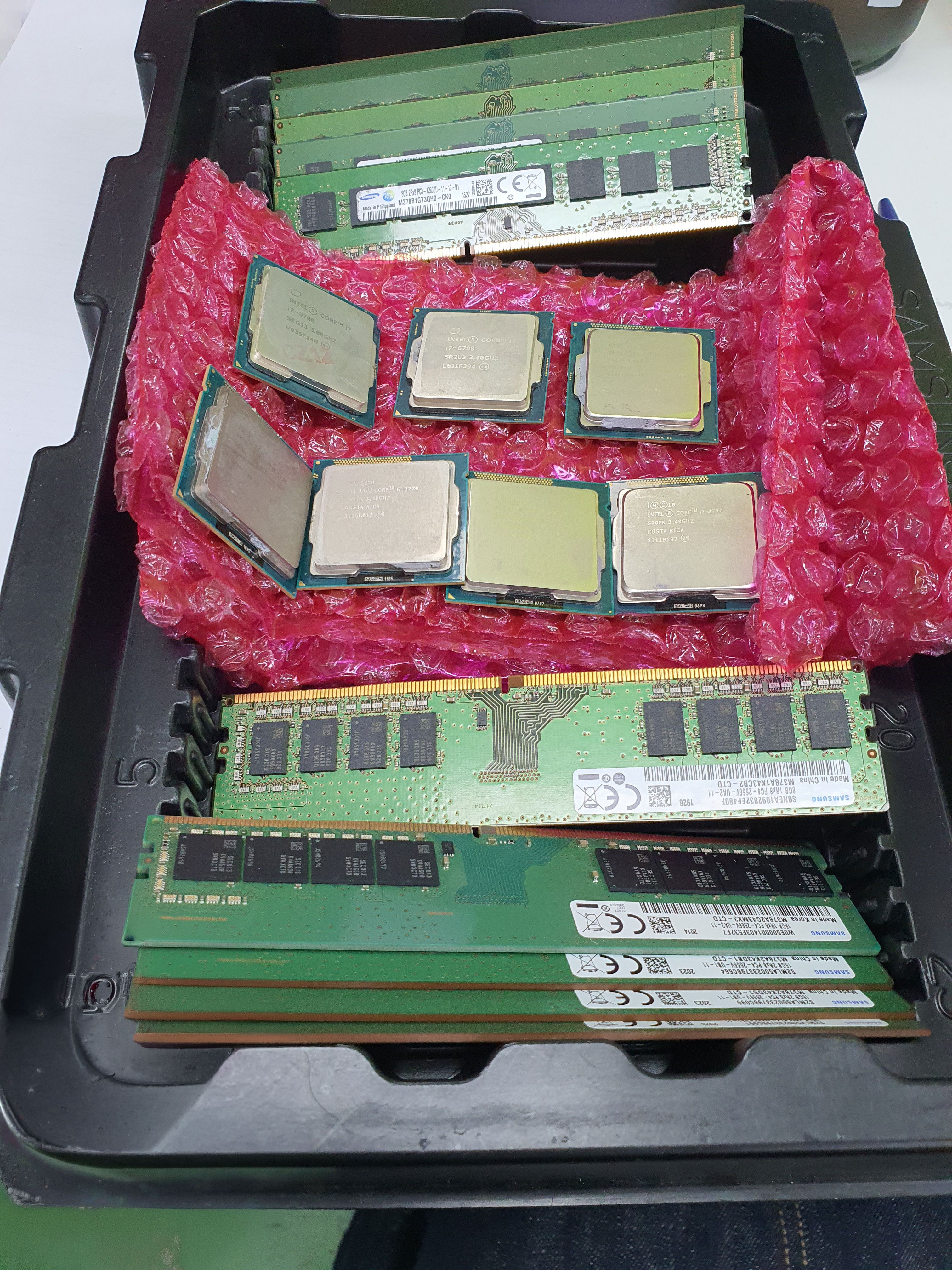 Intel Core i7 세대별 중고 CPU와 삼성 DDR3 DDR4 메모리 매입 현장